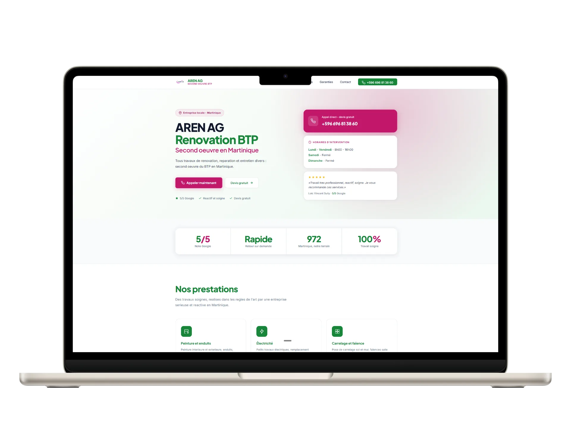 Aperçu du site Arenag réalisé par ROVEN