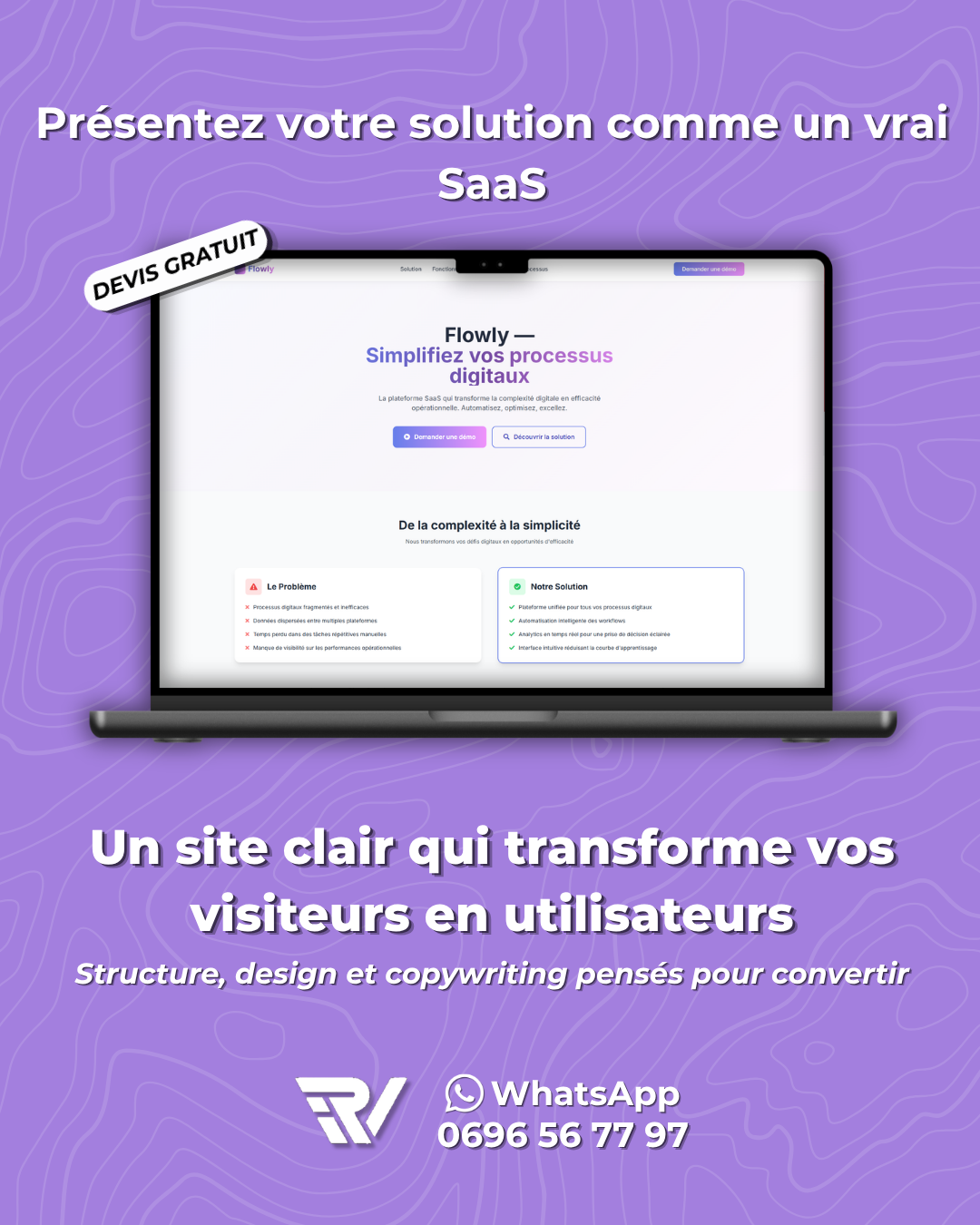 Aperçu du site Flowly — application de gestion de flux